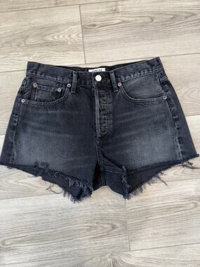 Agolde Parker Festival Raw Hem Black Denim Shorts Casual Cotton NWOT 27